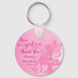 女の子だ!妖精のキノコと花の赤ちゃんシャワー キーホルダー