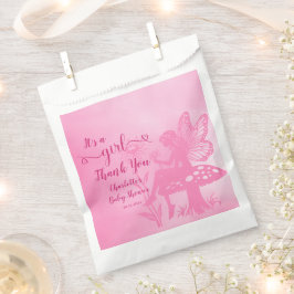 女の子だ!妖精のキノコと花の赤ちゃんシャワー フェイバーバッグ