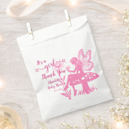 女の子だ!妖精のキノコと花の赤ちゃんシャワー フェイバーバッグ