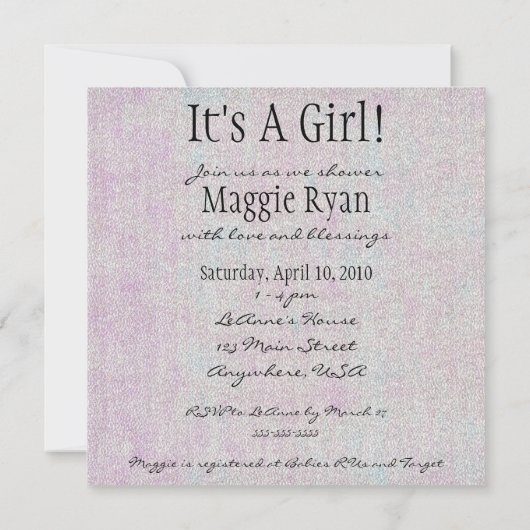 女の子だ 招待状 (裏面)