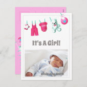 女の子だ！新生児 – ピンクカスタム写真はがき シーズンポストカード (正面/裏面)