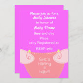 女の子だ。日付のベビーシャワー招待状 招待状 (正面/裏面)