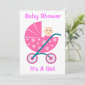 女の子だ。日付のベビーシャワー招待状 招待状 (スタンド正面)