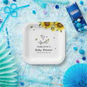 女の子だ！水彩ひまわり蝶 ペーパープレート (パーティー)