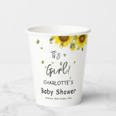 女の子だ！水彩ひまわり蝶 紙コップ (裏面)