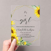 女の子だ！水彩ひまわり赤ちゃんシャワー アクリル招待状 (インサイチュ (ポータブル))