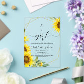 女の子だ！水彩ひまわり赤ちゃんシャワー アクリル招待状 (インサイチュ (ウェディング))
