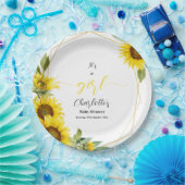 女の子だ！水彩ひまわり赤ちゃんシャワー ペーパープレート (パーティー)