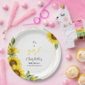 女の子だ！水彩ひまわり赤ちゃんシャワー ペーパープレート (パーティー)