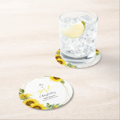 女の子だ！水彩ひまわり赤ちゃんシャワー ラウンドペーパーコースター (インサイチュ)