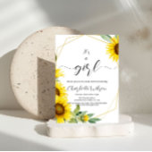 女の子だ！水彩ひまわり赤ちゃんシャワー 招待状