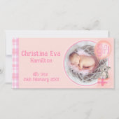 「女の子だ」生まれたばかりのベビー告知カード 案内状 (正面)