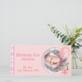 「女の子だ」生まれたばかりのベビー告知カード 案内状 (スタンド正面)