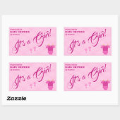 女の子だ！赤ちゃんシャワーピンクモダン。ナプキン 長方形シール (シート)