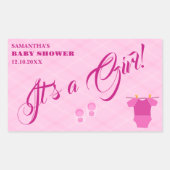 女の子だ！赤ちゃんシャワーピンクモダン。ナプキン 長方形シール (正面)