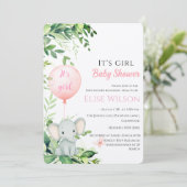 女の子だ！風船を持ったかわいい小さな象の赤ちゃん！ 招待状 (スタンド正面)