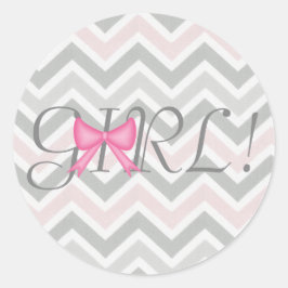 女の子だ！Bowテーマのステッカー ラウンドシール