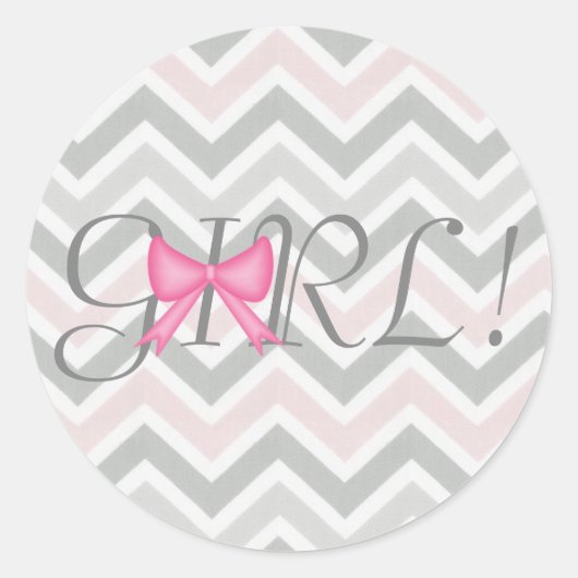 女の子だ！Bowテーマのステッカー ラウンドシール (正面)