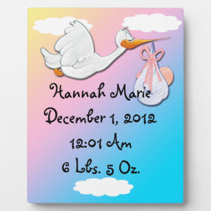 女の子だ – Stork Keepsake Platーク フォトプラーク