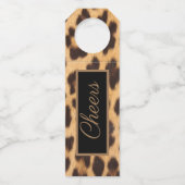 女の子っぽいおしゃれでワイルドなパーティ レオパード柄の乾杯 ボトルネックタグ (正面)