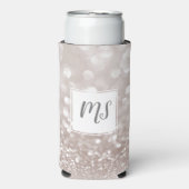 女の子っぽいグリッター スパークル グラムイニシャルモノグラム スリム缶クーラー (Seltzer正面)