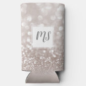 女の子っぽいグリッター スパークル グラムイニシャルモノグラム スリム缶クーラー (裏面)