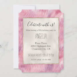 女の子っぽいコットンキャンディーピンクのグリッター 招待状