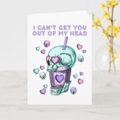 女の子っぽいゴシックバレンタイン スカルハート ボバ カップ ストロー カード (黄色い花)