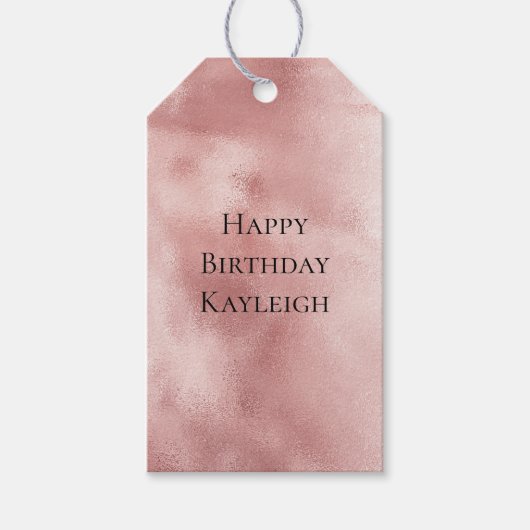 女の子っぽいゴージャスなバラ色の誕生日 ギフトタグ (正面)