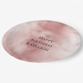 女の子っぽいゴージャスなバラ色の誕生日 ペーパープレート (アングル)