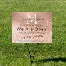 女の子っぽいゴージャス ローズゴールド グリッター ヘア SPA サロン ヤード アウトドアサイン