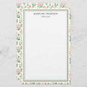 女の子っぽいパステルピンクとブルーの花柄 便箋 (正面/裏面)