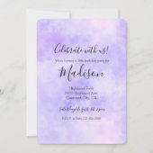 女の子っぽいパープルピンクのタイダイ 招待状 (正面)