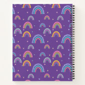 女の子っぽいパープルレインボーハートスクリプトモノグラムボーホー ノートブック (裏面)