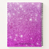女の子っぽいピンクのオンブレ グリッター モノグラム 名前 ノートブック (裏面)