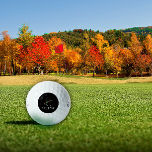 女の子っぽいボヘミアンワンピースのイニシャルHブラック ゴルフボール