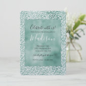 女の子っぽいミントホワイトのヒョウ柄 招待状 (スタンド正面)