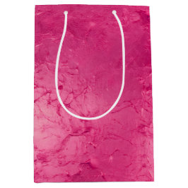 女の子っぽい豪華でおしゃれなピンクのペイント ブライダルシャワー ミディアムペーパーバッグ