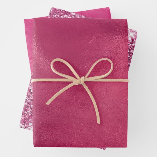 女の子っぽい豪華でおしゃれなピンクの結婚前お披露目パーティー ラッピングペーパーシート (インサイチュ)