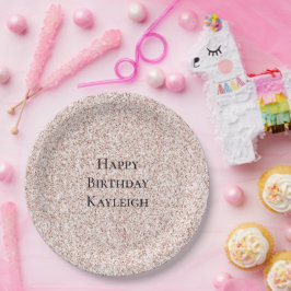 女の子っぽい豪華なバラ色のグリッター誕生日 ペーパープレート