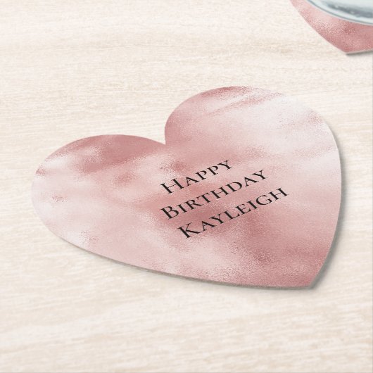 女の子っぽい豪華なバラ色の誕生日 ペーパーコースター (アングル)