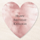 女の子っぽい豪華なバラ色の誕生日 ペーパーコースター (正面)