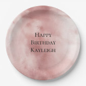 女の子っぽい豪華なバラ色の誕生日 ペーパープレート (正面)