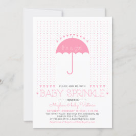 女の子です | かわいいハートと傘のベイビーシャワーパーティー 招待状