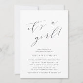 女の子です | カリグラフィー ベビーシャワー 招待状 (正面)