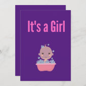 女の子です - バブルバス 招待状 (正面/裏面)