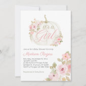 女の子です - パンプキンローズのベビーシャワー 招待状 (正面)