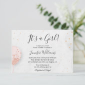 女の子です, ピンクの風船 ミニマル ベビーシャワー 招待状 (スタンド正面)