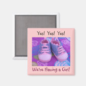 女の子です!マグネット Yes Yes ベビーシューズ マグネット (正面/裏面)