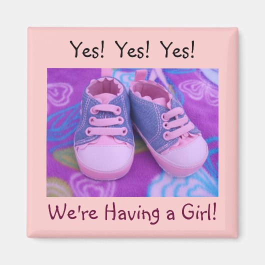 女の子です!マグネット Yes Yes ベビーシューズ マグネット (正面)